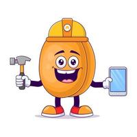 Construction peach cartoon mascot character vector