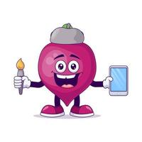 Artist beetroot cartoon mascot character vector