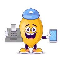 Cashier lemon cartoon mascot character vector