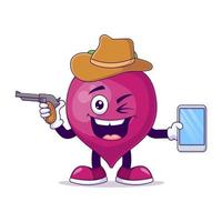 Cowboy beetroot cartoon mascot character vector