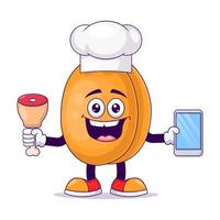 Butcher peach cartoon mascot character vector