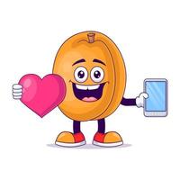 With love peach cartoon mascot character vector