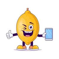 lemon cartoon mascot showing thumbs up expression vector