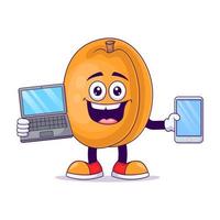 With laptop peach cartoon mascot character vector