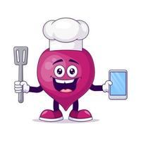 Chef beetroot cartoon mascot character vector