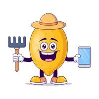 Farmer lemon cartoon mascot character vector