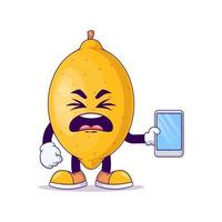 lemon cartoon mascot showing disgust expression vector