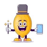 Magician lemon cartoon mascot character vector