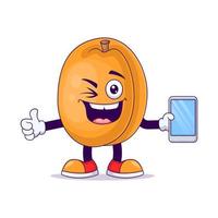 peach cartoon mascot showing thumbs up expression vector