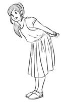 niña linda pose contorno vector ilustración de dibujos animados