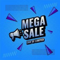 Mega sale blue and black abstract sale banner design vector