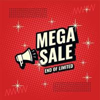 Mega sale red and black abstract sale banner design vector