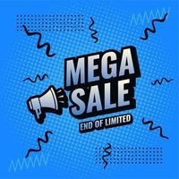 Mega sale blue and black abstract sale banner design vector