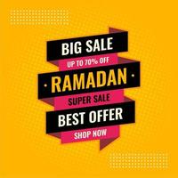 mejor oferta de ramadán banner de venta abstracto amarillo y negro vector