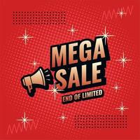 Mega sale red and black abstract sale banner design vector