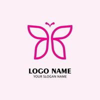 vector de diseño de logotipo de mariposa con elegante estilo monoline lineal y simple