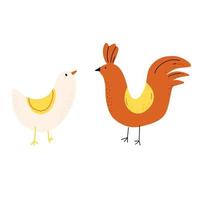 ilustración vectorial de pollo, gallina, gallo al estilo de dibujos animados. vector