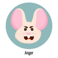 Mouse character with an evil face. Facial expression. Mouse character feelings. vector