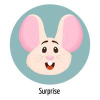 Mouse character with a surprised face. Facial expression. Mouse character feelings vector