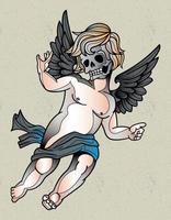 cupid skull trap art vector