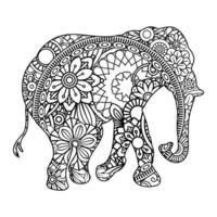 mandala elefante página para colorear vector