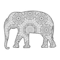 mandala elefante página para colorear vector