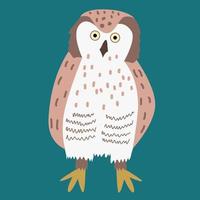 Vector illustration of an owl in a flat style isolated on a white background.