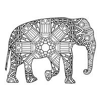 mandala elefante página para colorear vector