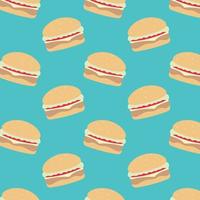 Burger pattern. Illustration in vector. For greeting card, posters, banners, menu, the card or stick, printing on the pack, printing on clothes, fabric, wallpaper. vector