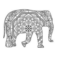 mandala elefante página para colorear vector