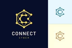plantilla de logotipo de estilo simple y moderno hexágono y letra c que representa la tecnología vector