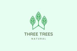 logotipo simple de tres hojas para empresas que representan la naturaleza vector