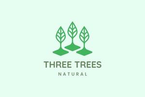 logotipo simple de tres hojas para empresas que representan la naturaleza vector