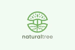 Simple modern tree logo template in circle shape for nature business vector