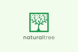 Simple modern tree logo template in square shape for nature business vector