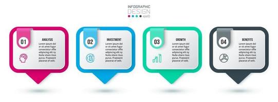 concepto de negocio de plantilla infográfica con paso. vector