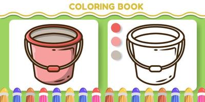 Colorful bucket hand drawn cartoon doodle coloring book for kids vector