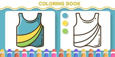 Colorful and black and white shirt hand drawn cartoon doodle coloring book for kids vector