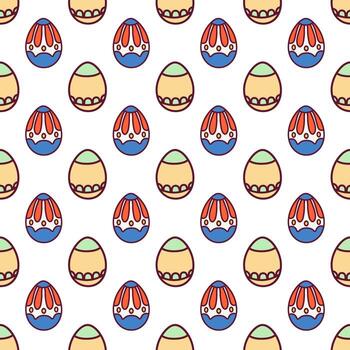 huevos de pascua de patrones sin fisuras con imagen de pascua de adorno sobre fondo blanco. impresión para la impresión en tela, papel, embalaje. ilustración vectorial vector