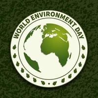 World Environment Day. Rubber seal, seal with globe and tree leaves. Ecology. for the design of postcards, posters and printing. vector