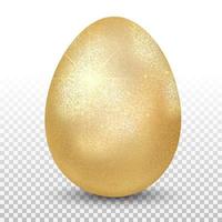 Golden chicken egg. Layout for easter pattern. Eco product. 3D realistic image isolated on transparent background. Vector illustration