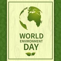 World Environment Day. Banner with globe on the background of leaves. For the design of postcards, posters and printing. Ecology. Vector illustration.