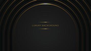 abstract black shapes and golden lines background with papercut style. luxury background. premium template. vector illustration
