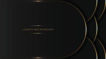 luxury dark background with overlap shapes and golden lines. vector illustration wave