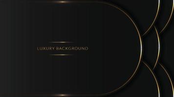 luxury dark background with overlap shapes and golden lines. vector illustration wave