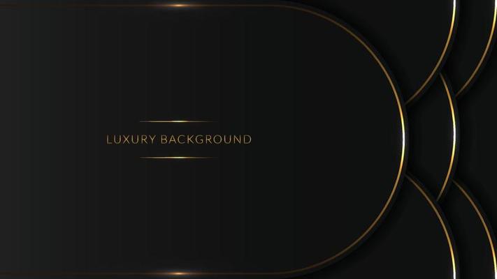 luxury dark background with overlap shapes and golden lines. vector illustration wave
