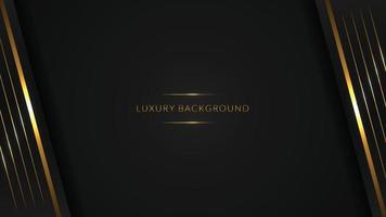 Abstract dark black color background overlapping layers and golden lines. space for text. Luxury style. Vector illustration