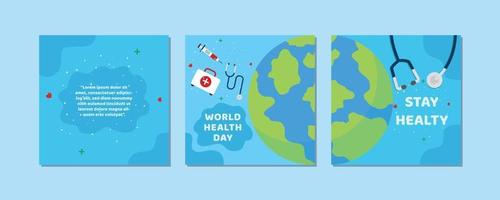 diseño de publicaciones en redes sociales para el día mundial de la salud vector