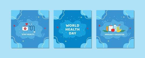 diseño de publicaciones en redes sociales para el día mundial de la salud vector