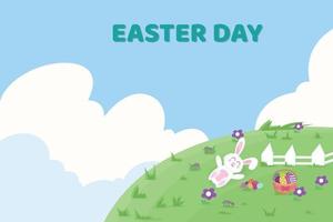Happy Easter with beautiful scenery background vector
